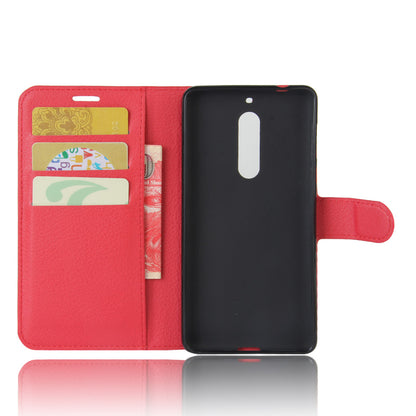 Litchi Skin Leather Stand Case with Card Slots for Nokia 5 Wallet Design Phone Accessory