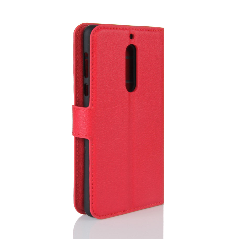 Litchi Skin Leather Stand Case with Card Slots for Nokia 5 Wallet Design Phone Accessory