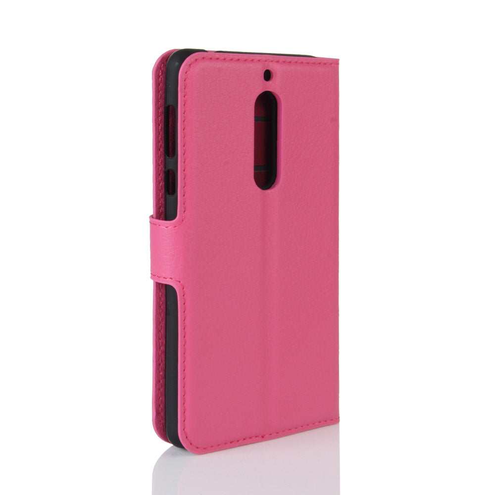 Litchi Skin Leather Stand Case with Card Slots for Nokia 5 Wallet Design Phone Accessory