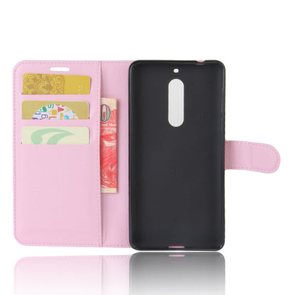 Litchi Skin Leather Stand Case with Card Slots for Nokia 5 Wallet Design Phone Accessory