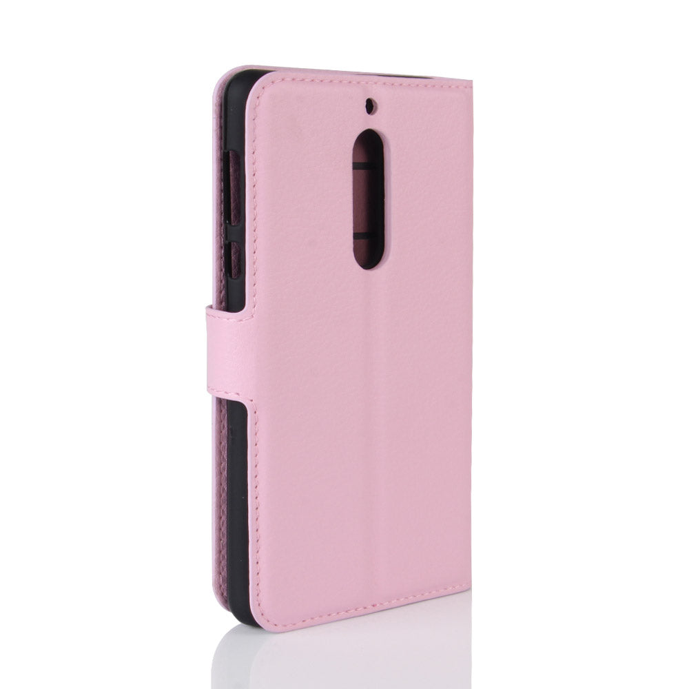 Litchi Skin Leather Stand Case with Card Slots for Nokia 5 Wallet Design Phone Accessory