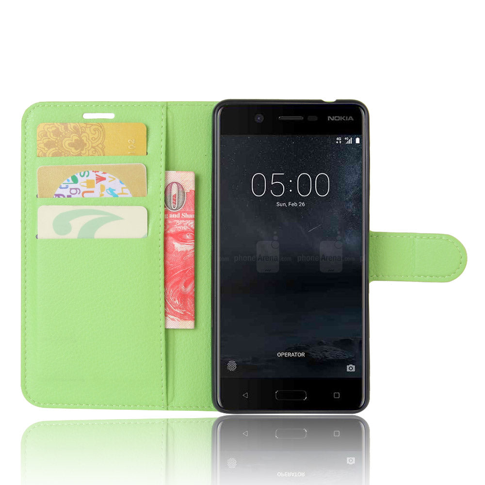 Litchi Skin Leather Stand Case with Card Slots for Nokia 5 Wallet Design Phone Accessory