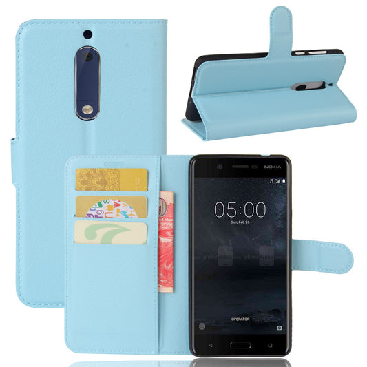 Litchi Skin Leather Stand Case with Card Slots for Nokia 5 Wallet Design Phone Accessory