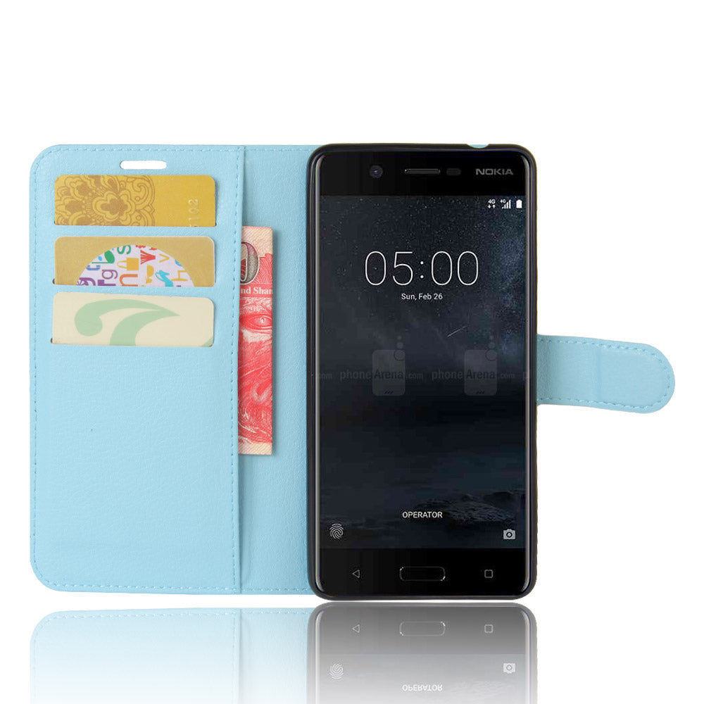 Litchi Skin Leather Stand Case with Card Slots for Nokia 5 Wallet Design Phone Accessory