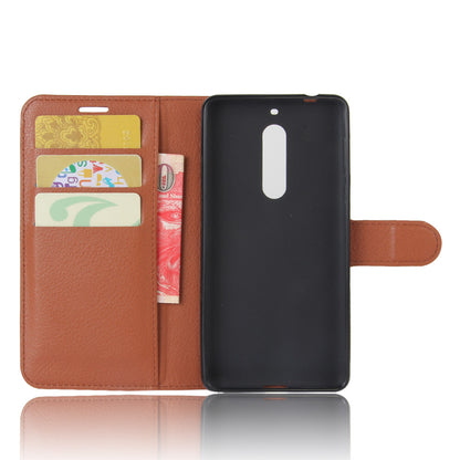 Litchi Skin Leather Stand Case with Card Slots for Nokia 5 Wallet Design Phone Accessory