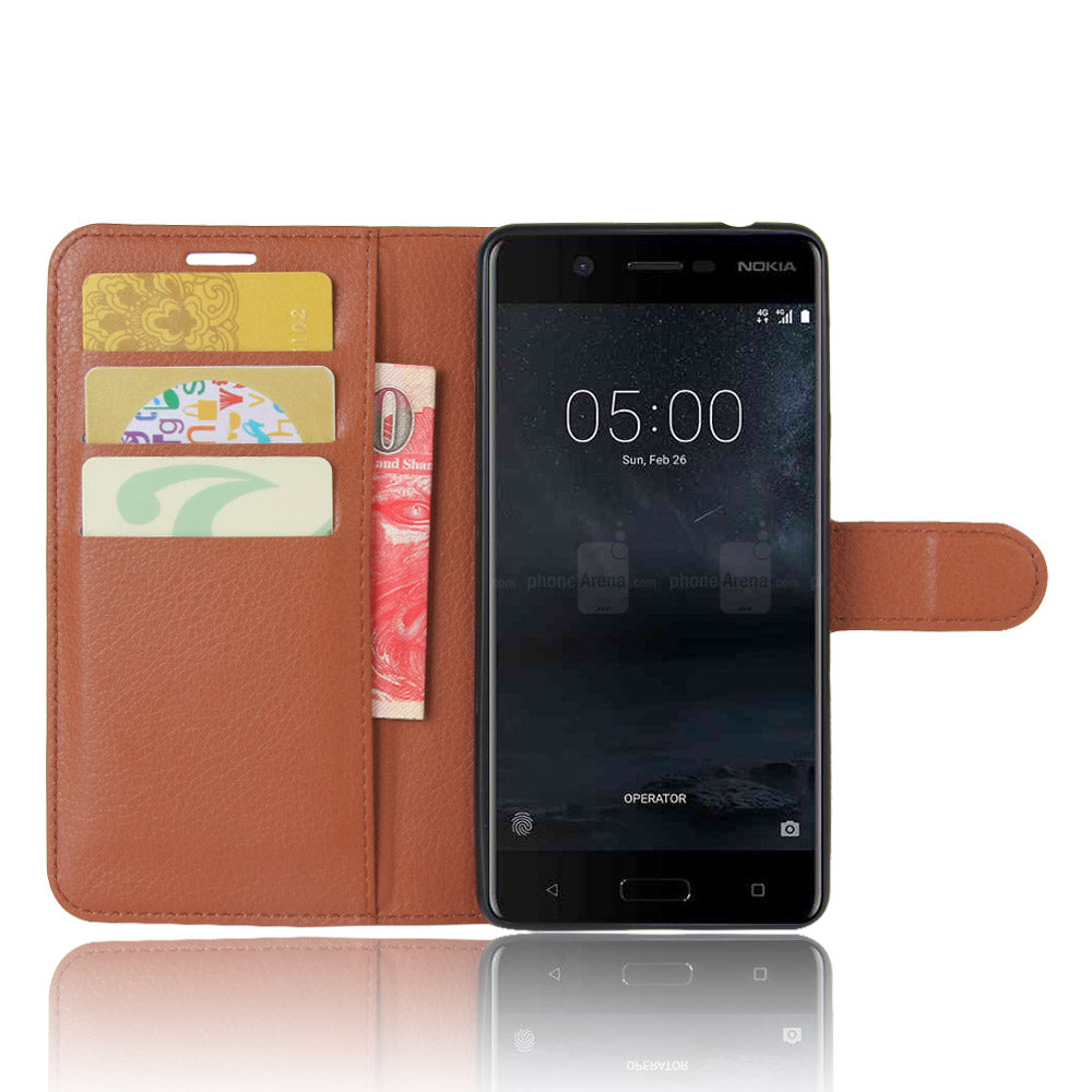 Litchi Skin Leather Stand Case with Card Slots for Nokia 5 Wallet Design Phone Accessory
