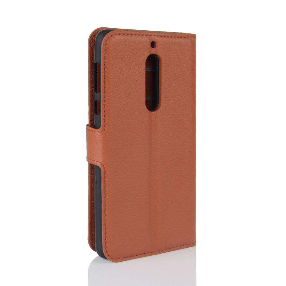 Litchi Skin Leather Stand Case with Card Slots for Nokia 5 Wallet Design Phone Accessory