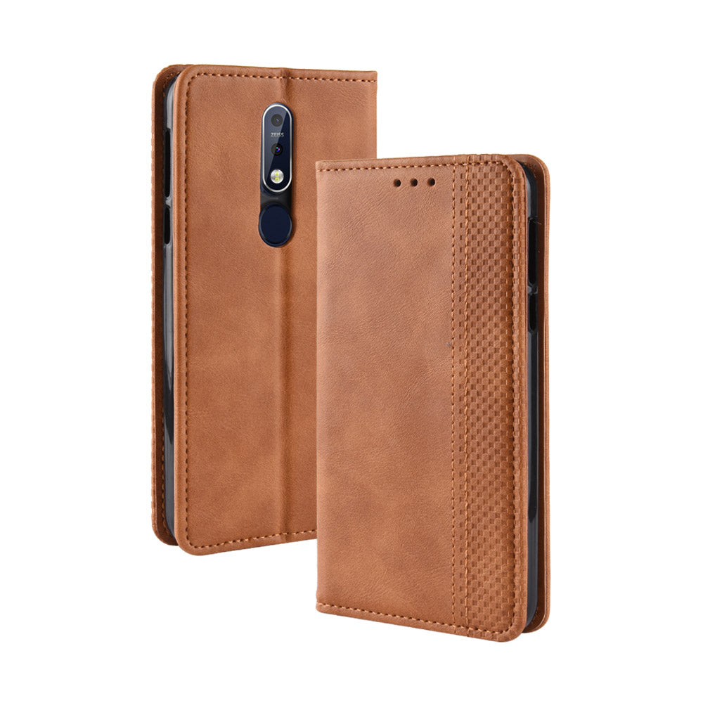 Vintage Style Leather Wallet Case for Nokia 7.1
