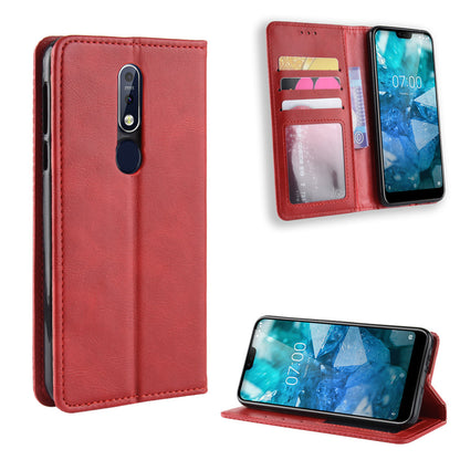 Vintage Style Leather Wallet Case for Nokia 7.1