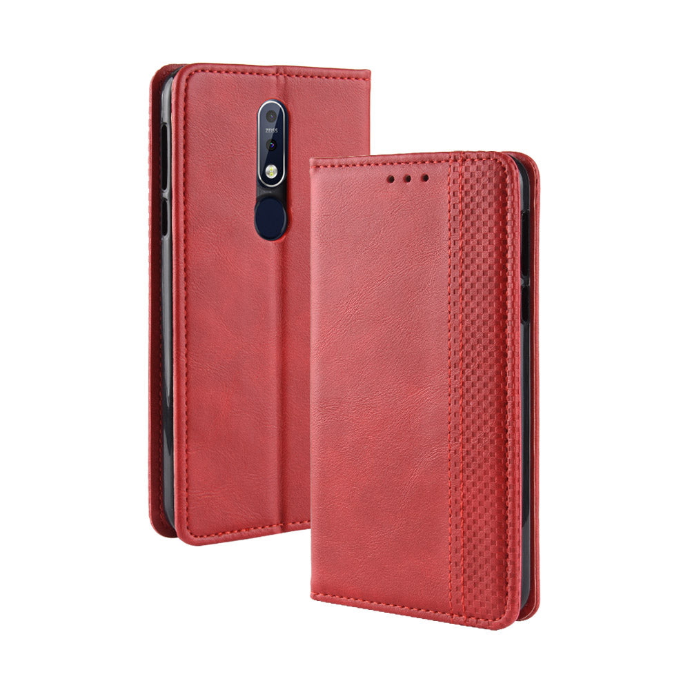 Vintage Style Leather Wallet Case for Nokia 7.1