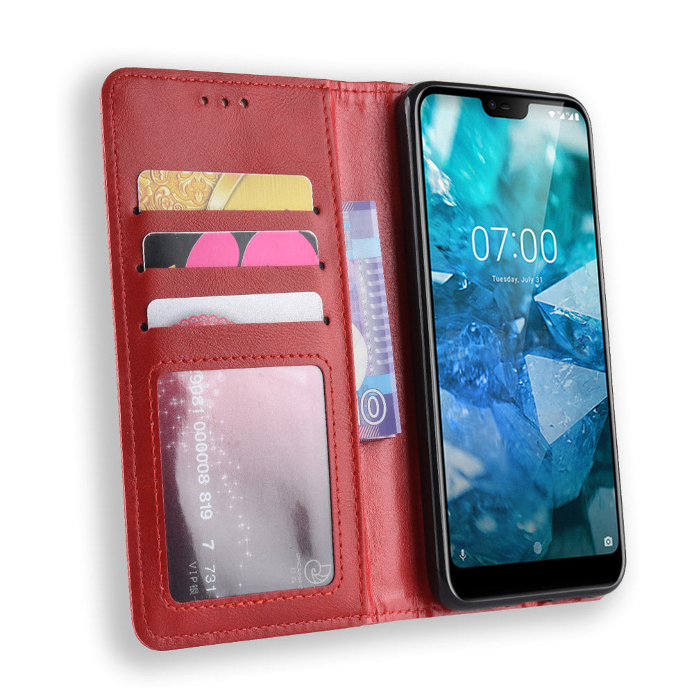 Vintage Style Leather Wallet Case for Nokia 7.1