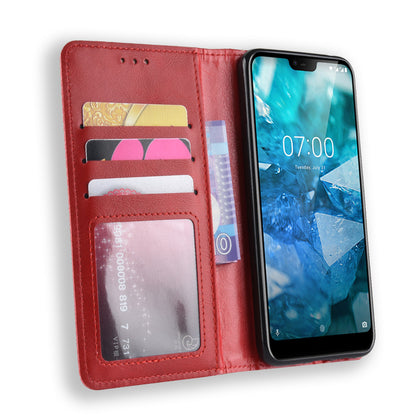 Vintage Style Leather Wallet Case for Nokia 7.1