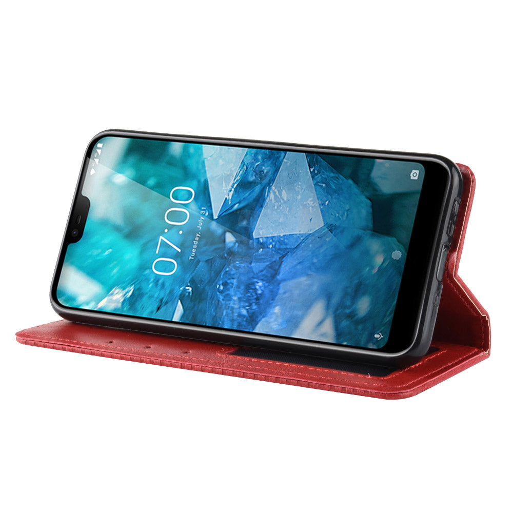 Vintage Style Leather Wallet Case for Nokia 7.1