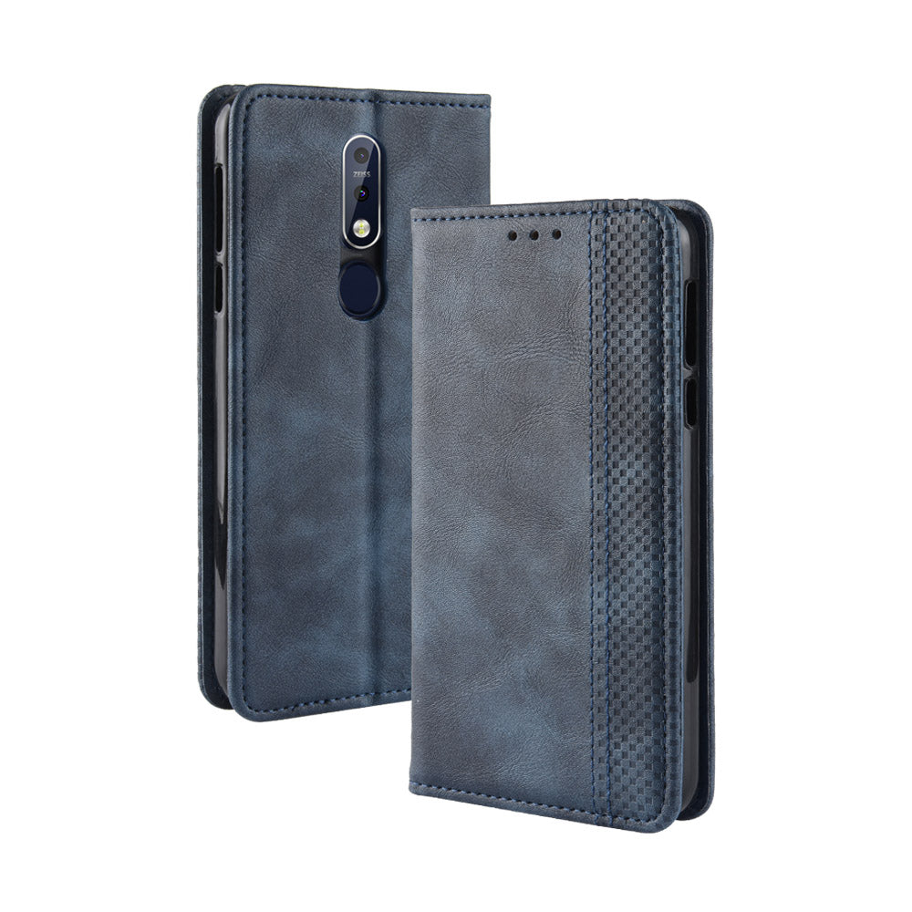 Vintage Style Leather Wallet Case for Nokia 7.1