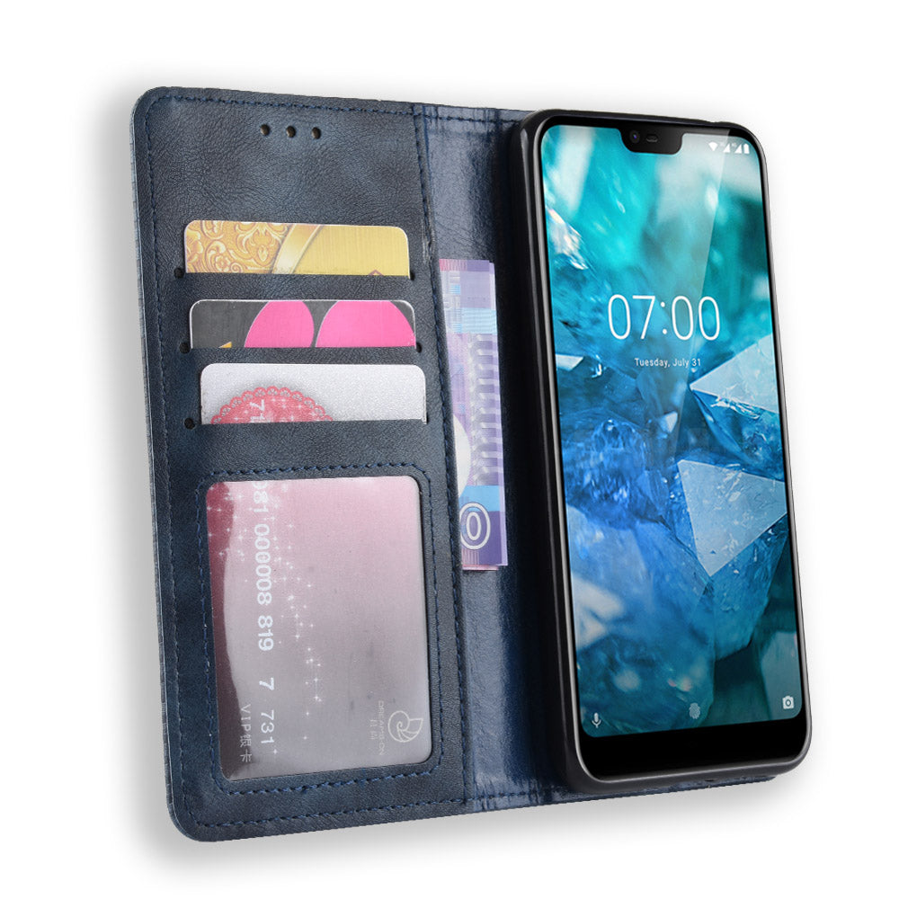 Vintage Style Leather Wallet Case for Nokia 7.1