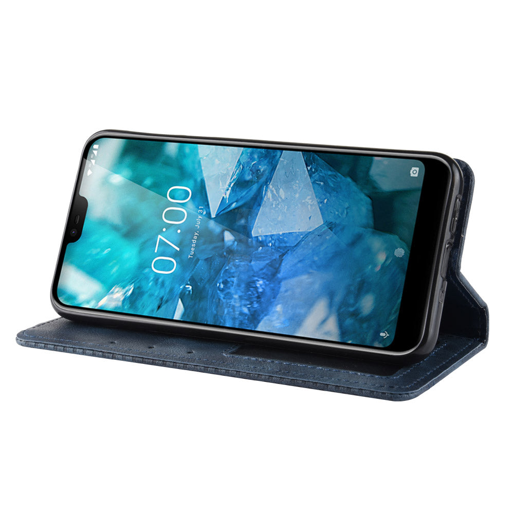 Vintage Style Leather Wallet Case for Nokia 7.1