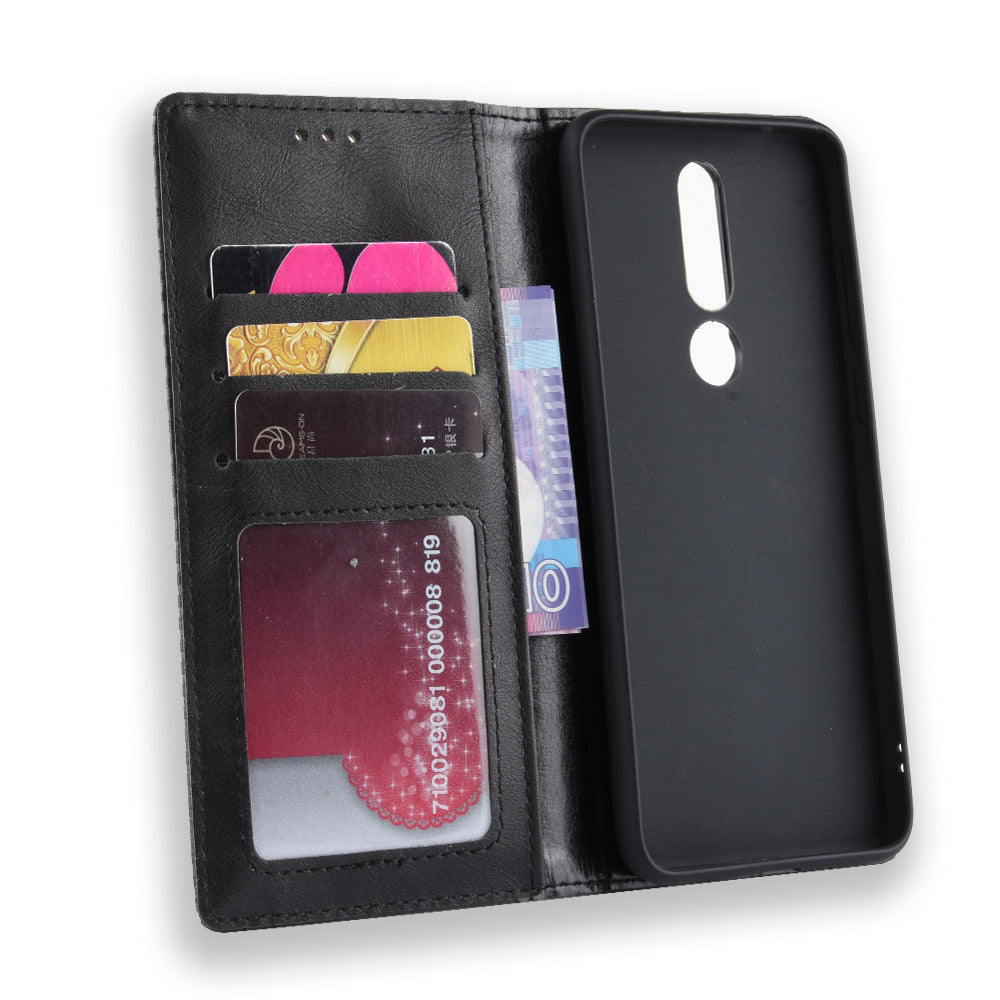 Retro Style Leather Auto-absorbed Wallet Casing for Nokia 5.1 Plus/X5