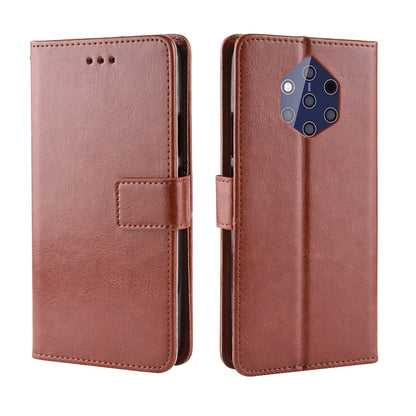Crazy Horse Wallet Stand Leather Cellphone Casing for Nokia 9 PureView