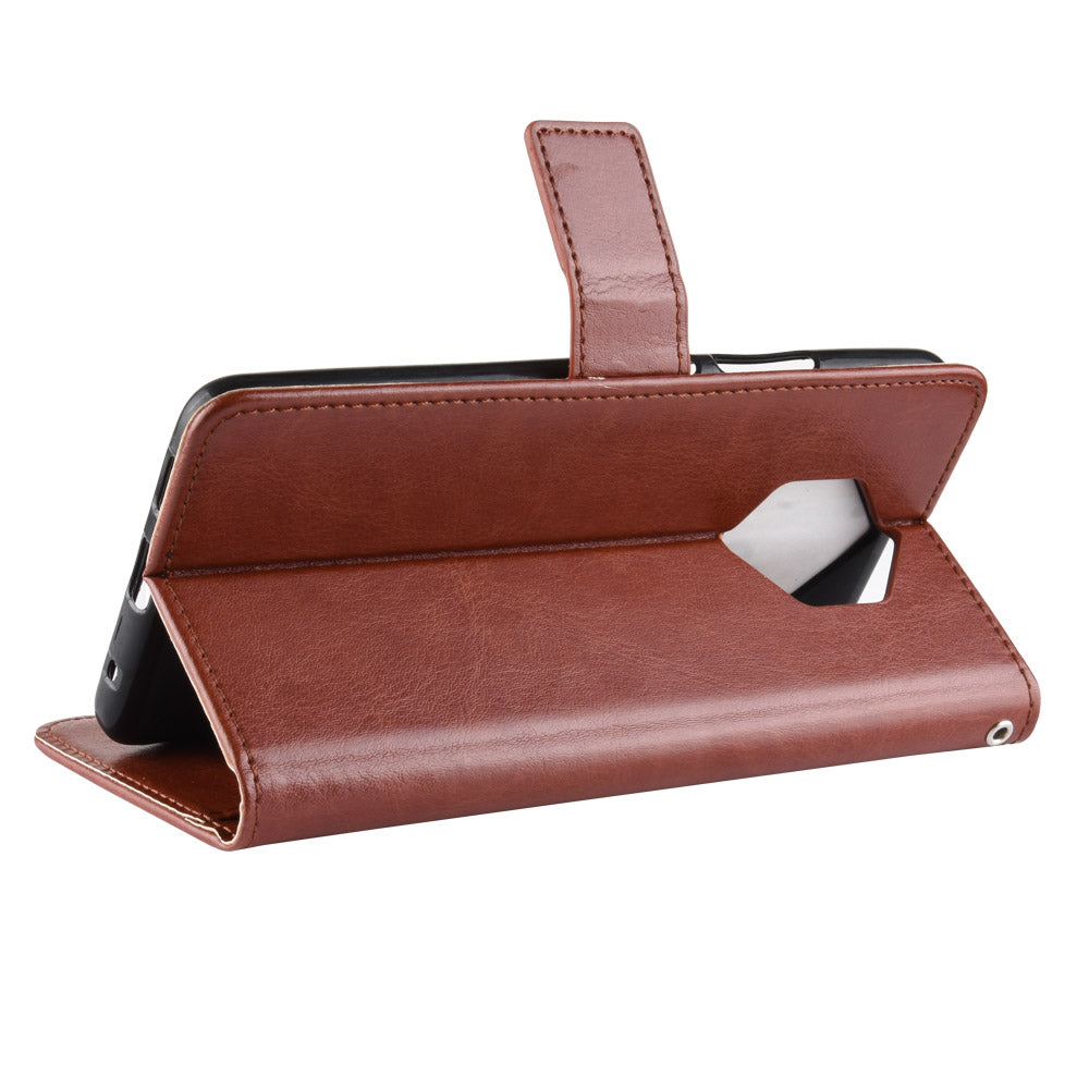 Crazy Horse Wallet Stand Leather Cellphone Casing for Nokia 9 PureView