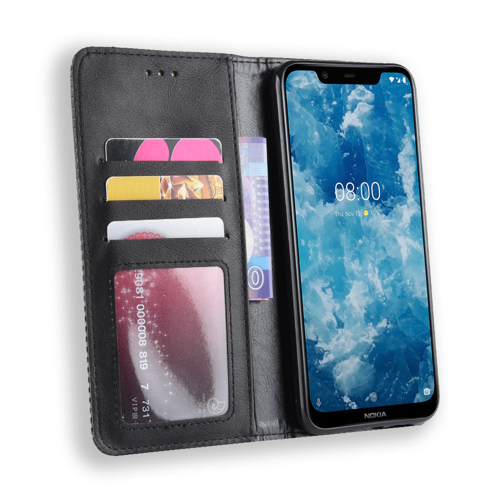 Vintage Style PU Leather Cover with Stand Wallet for Nokia 8.1 / X7