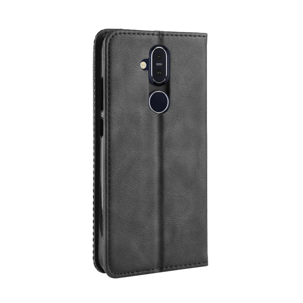 Vintage Style PU Leather Cover with Stand Wallet for Nokia 8.1 / X7