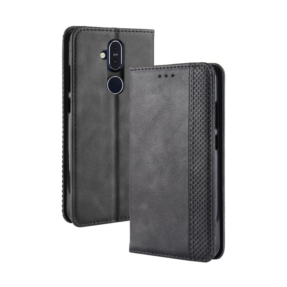Vintage Style PU Leather Cover with Stand Wallet for Nokia 8.1 / X7