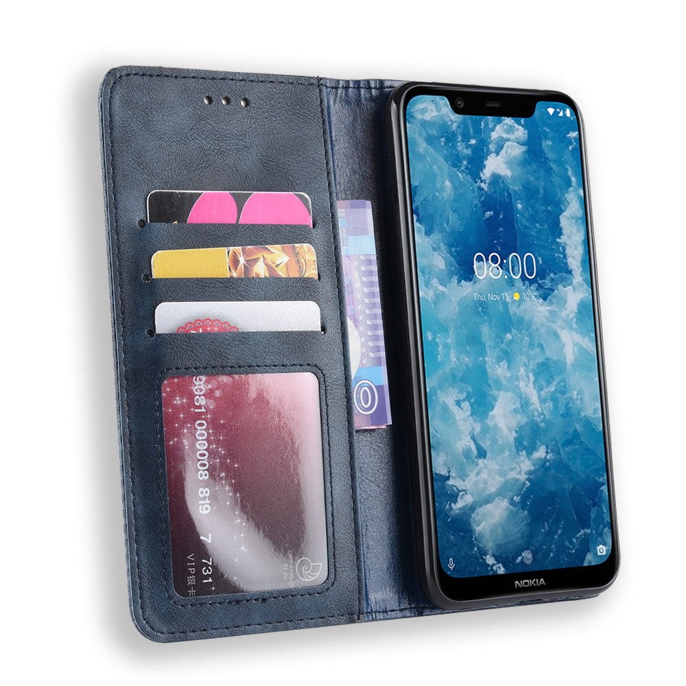 Vintage Style PU Leather Cover with Stand Wallet for Nokia 8.1 / X7