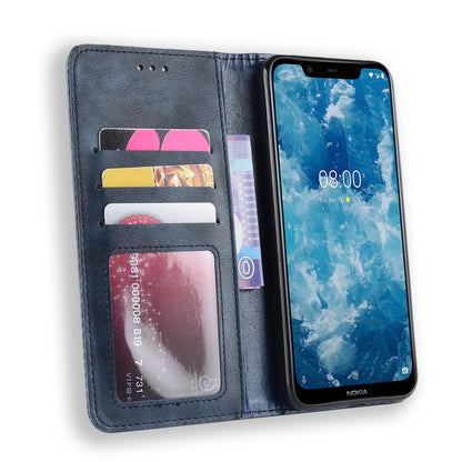 Vintage Style PU Leather Cover with Stand Wallet for Nokia 8.1 / X7