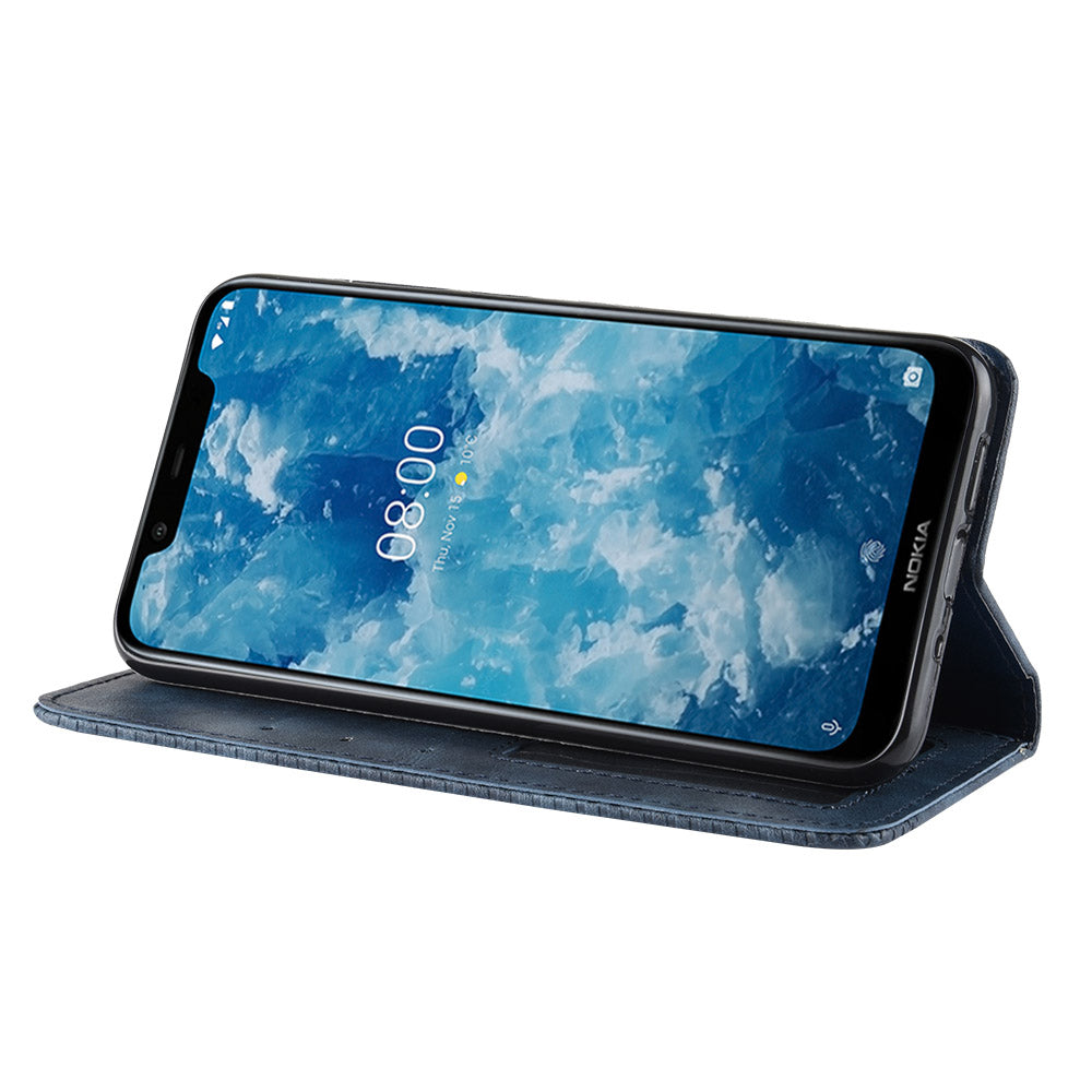 Vintage Style PU Leather Cover with Stand Wallet for Nokia 8.1 / X7