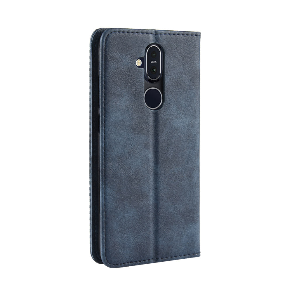 Vintage Style PU Leather Cover with Stand Wallet for Nokia 8.1 / X7