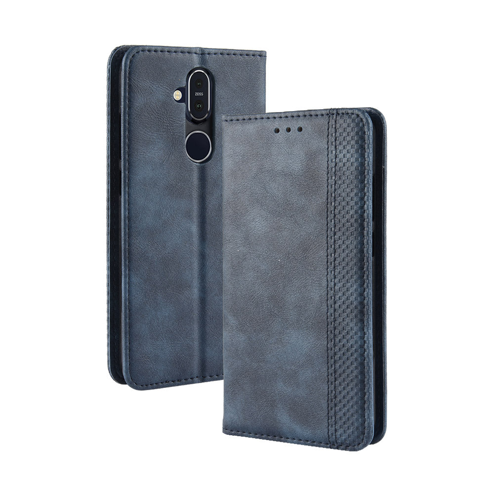 Vintage Style PU Leather Cover with Stand Wallet for Nokia 8.1 / X7