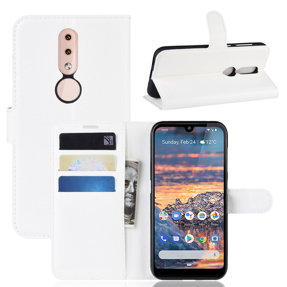Litchi Skin PU Leather Stand Wallet Mobile Phone Cover Case for Nokia 4.2
