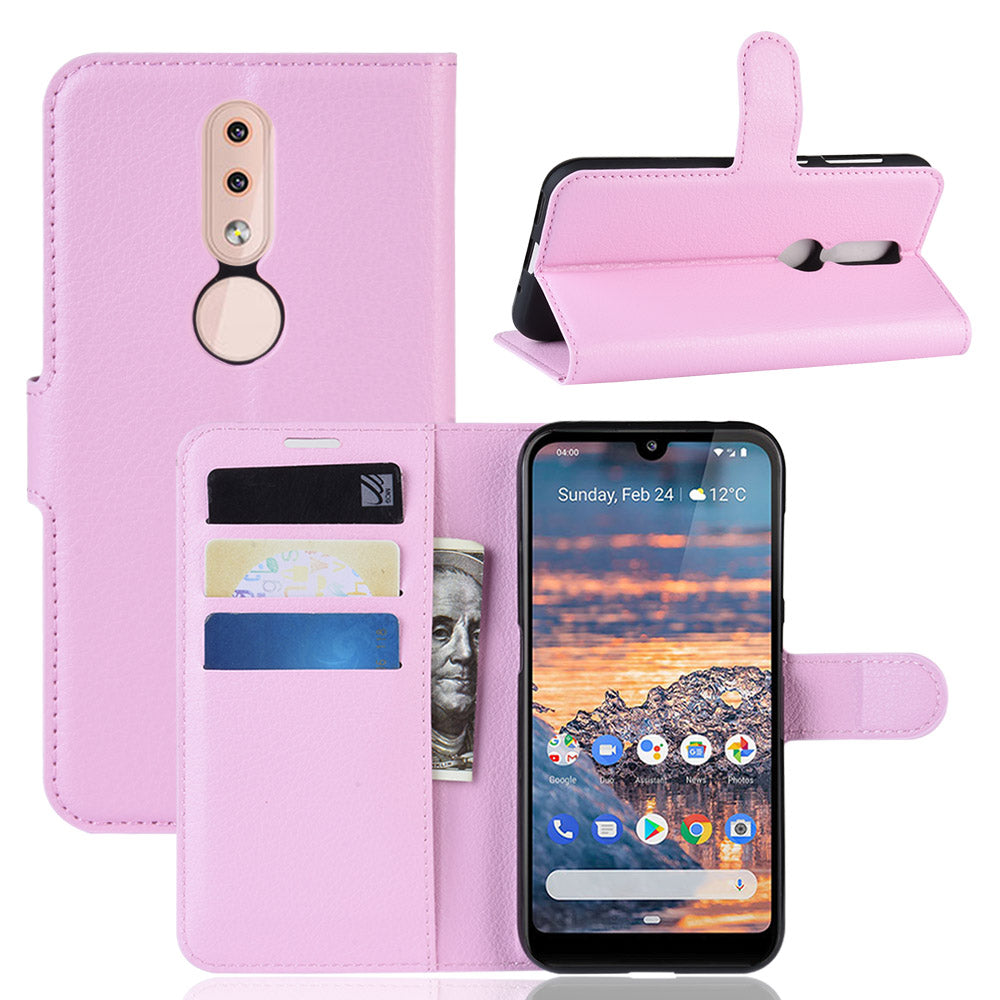 Litchi Skin PU Leather Stand Wallet Mobile Phone Cover Case for Nokia 4.2