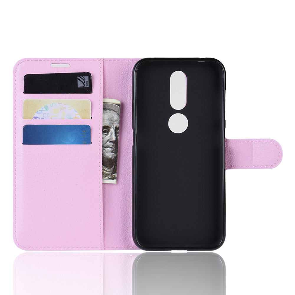 Litchi Skin PU Leather Stand Wallet Mobile Phone Cover Case for Nokia 4.2