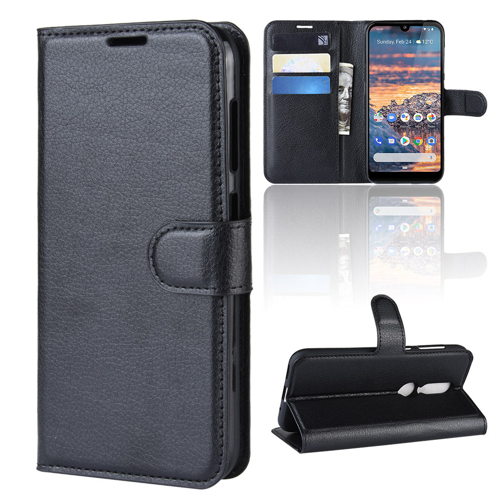 Litchi Skin PU Leather Stand Wallet Mobile Phone Cover Case for Nokia 4.2
