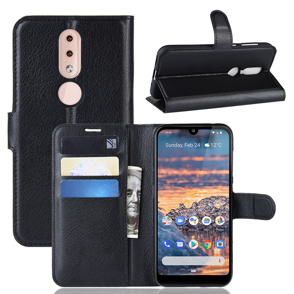 Litchi Skin PU Leather Stand Wallet Mobile Phone Cover Case for Nokia 4.2