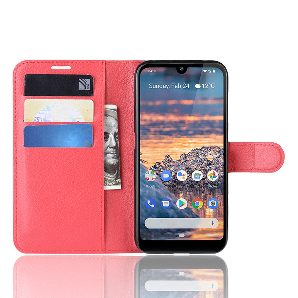 Litchi Skin PU Leather Stand Wallet Mobile Phone Cover Case for Nokia 4.2