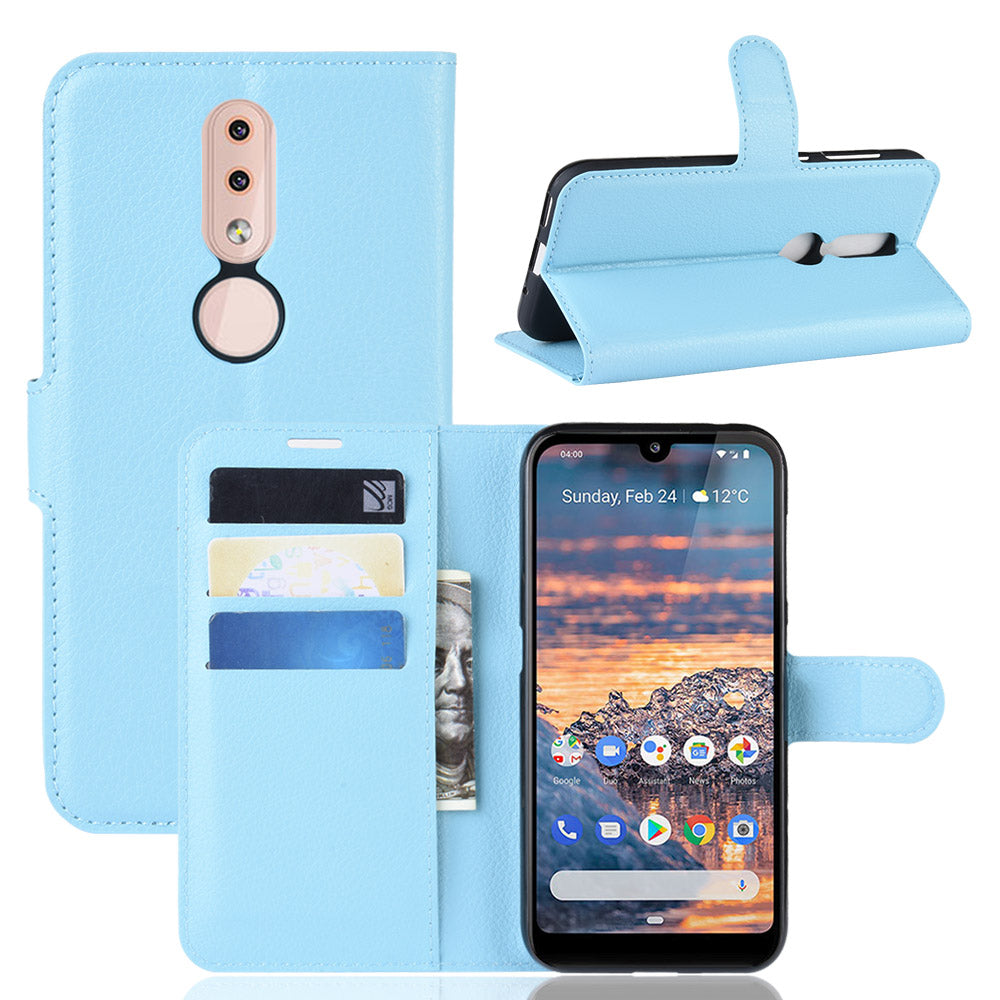 Litchi Skin PU Leather Stand Wallet Mobile Phone Cover Case for Nokia 4.2