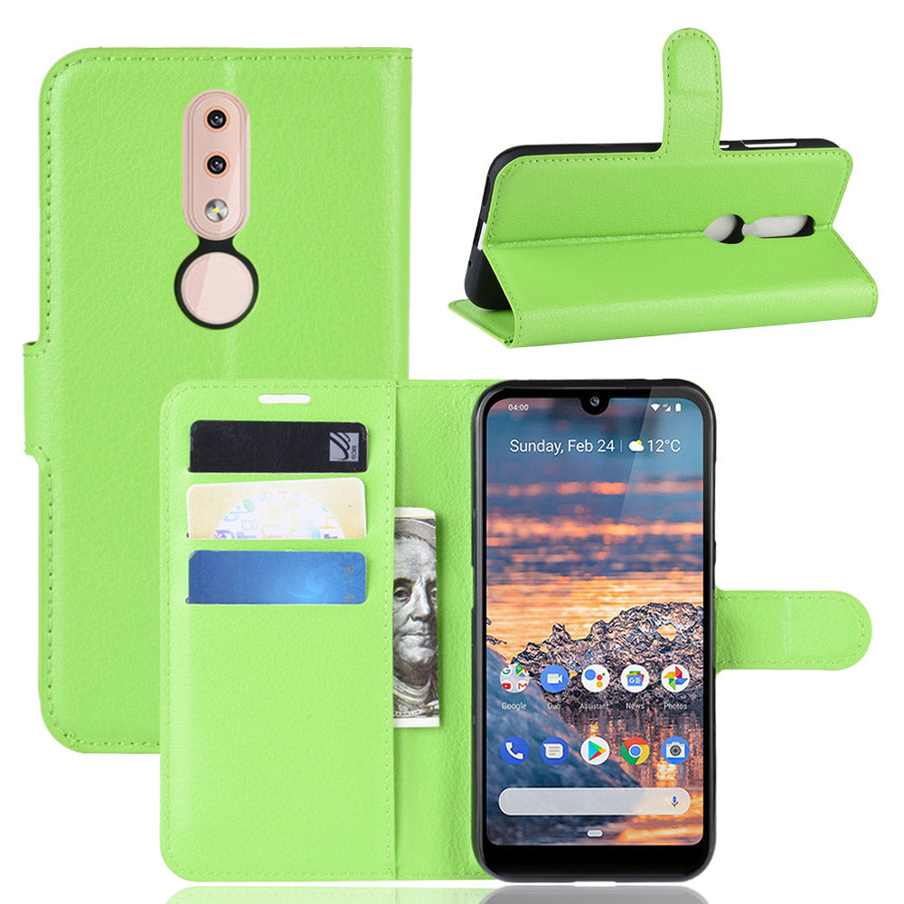 Litchi Skin PU Leather Stand Wallet Mobile Phone Cover Case for Nokia 4.2