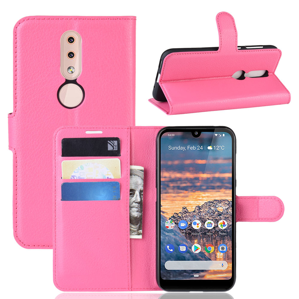 Litchi Skin PU Leather Stand Wallet Mobile Phone Cover Case for Nokia 4.2