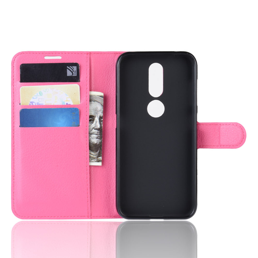 Litchi Skin PU Leather Stand Wallet Mobile Phone Cover Case for Nokia 4.2