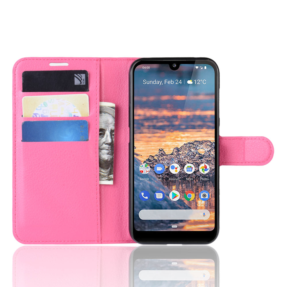 Litchi Skin PU Leather Stand Wallet Mobile Phone Cover Case for Nokia 4.2