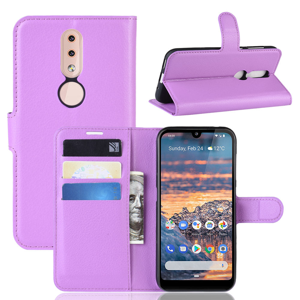 Litchi Skin PU Leather Stand Wallet Mobile Phone Cover Case for Nokia 4.2