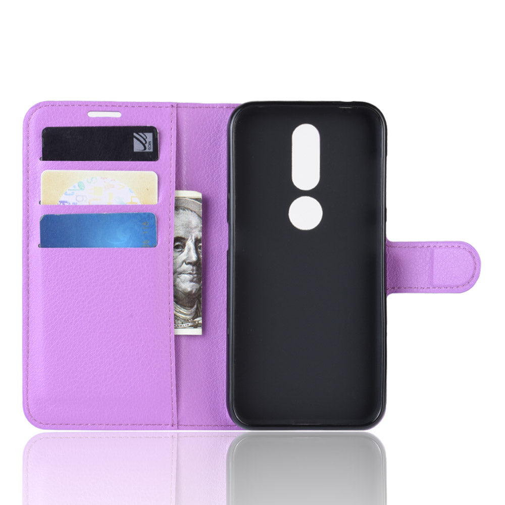 Litchi Skin PU Leather Stand Wallet Mobile Phone Cover Case for Nokia 4.2