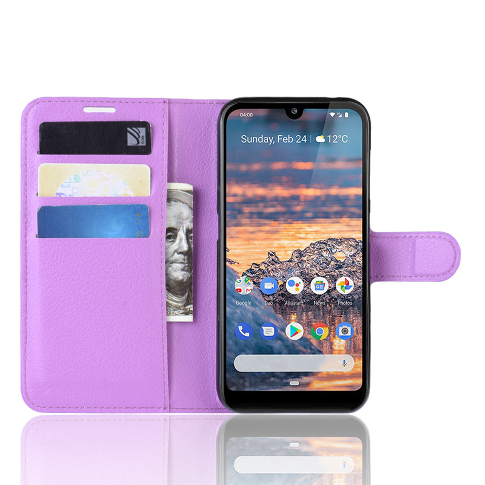 Litchi Skin PU Leather Stand Wallet Mobile Phone Cover Case for Nokia 4.2