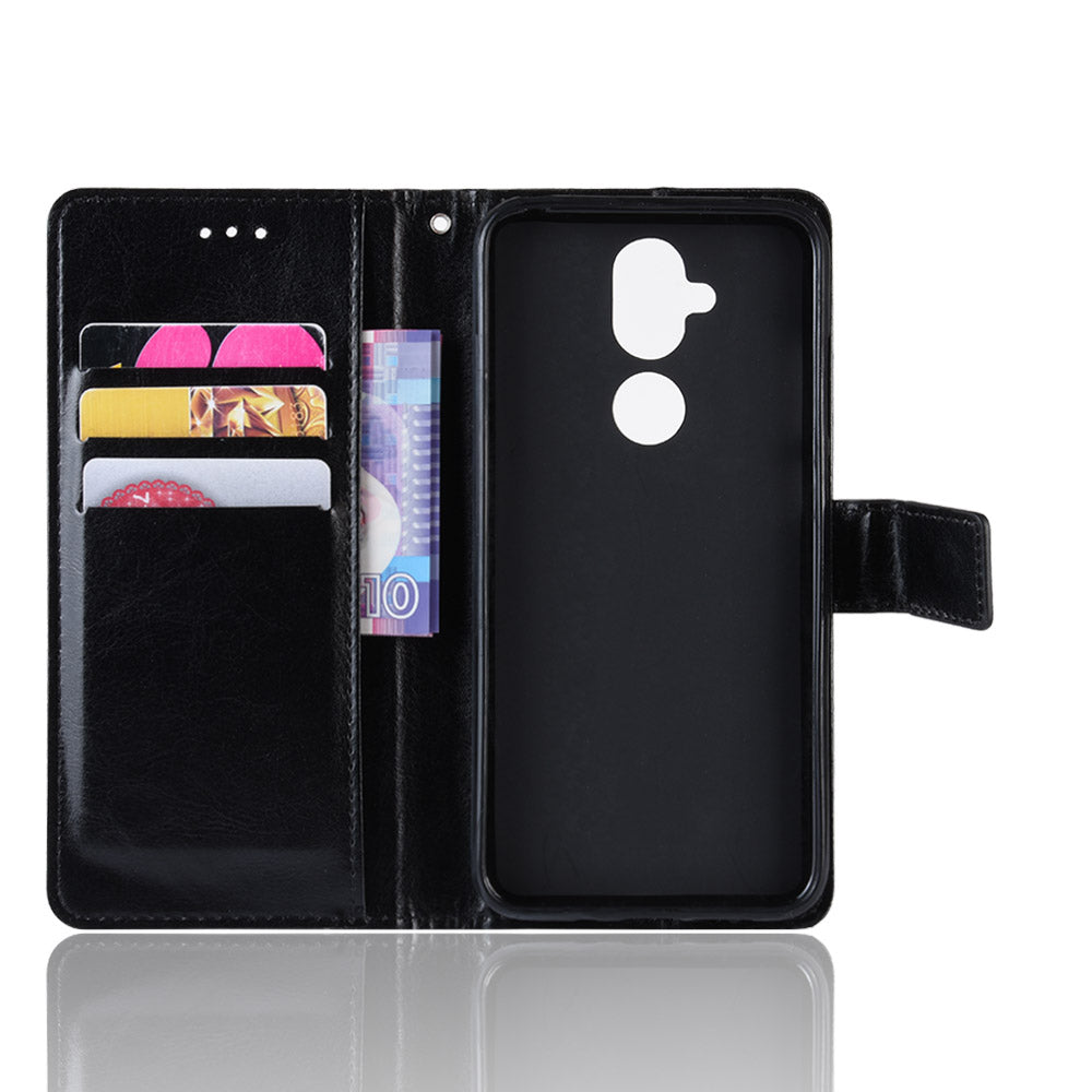 Crazy Horse PU Leather Wallet Stand Phone Cover for Nokia 8.1/X7