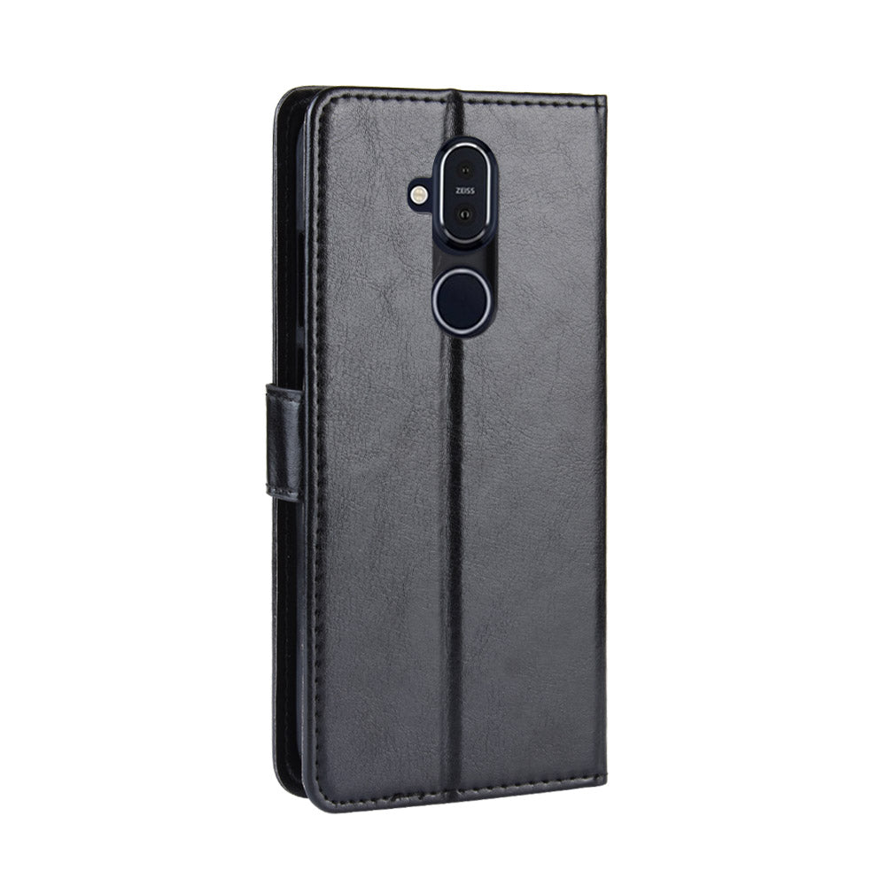 Crazy Horse PU Leather Wallet Stand Phone Cover for Nokia 8.1/X7