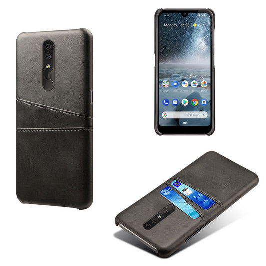 Double Card Slots PU Leather Coated PC Cell Phone Cover for Nokia 4.2