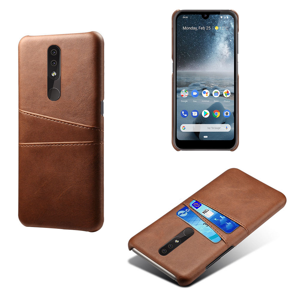Double Card Slots PU Leather Coated PC Cell Phone Cover for Nokia 4.2