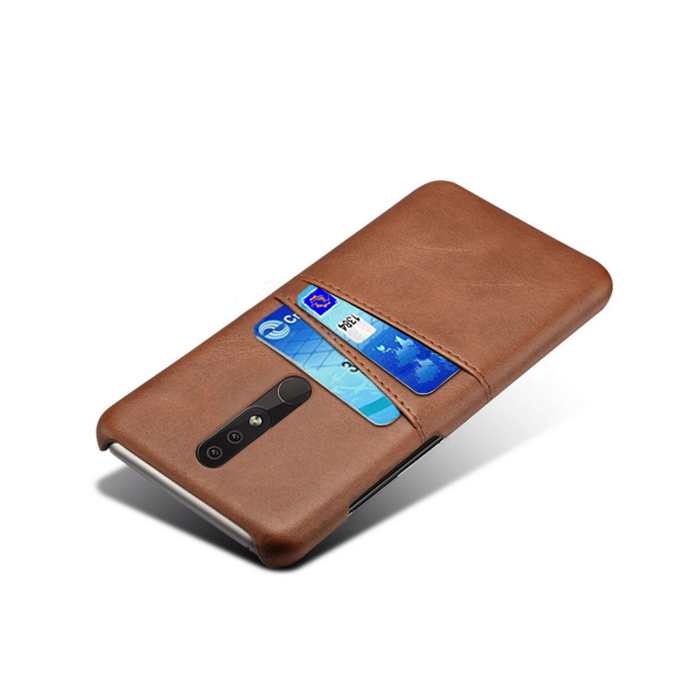 Double Card Slots PU Leather Coated PC Cell Phone Cover for Nokia 4.2